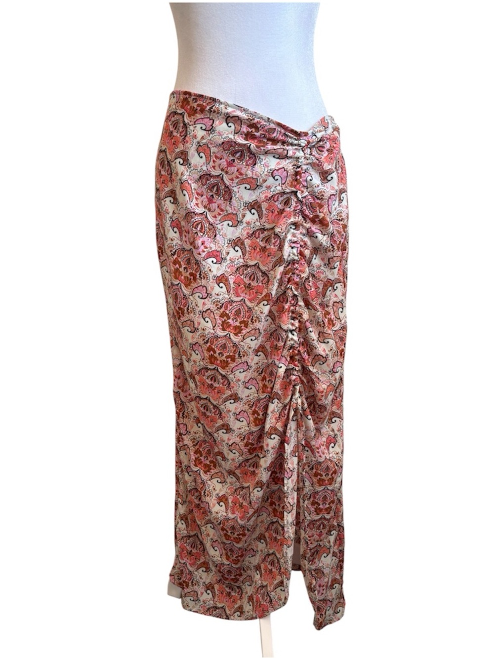 Medium Status by Chenault Floral Paisley Ruched Maxi Skirt New